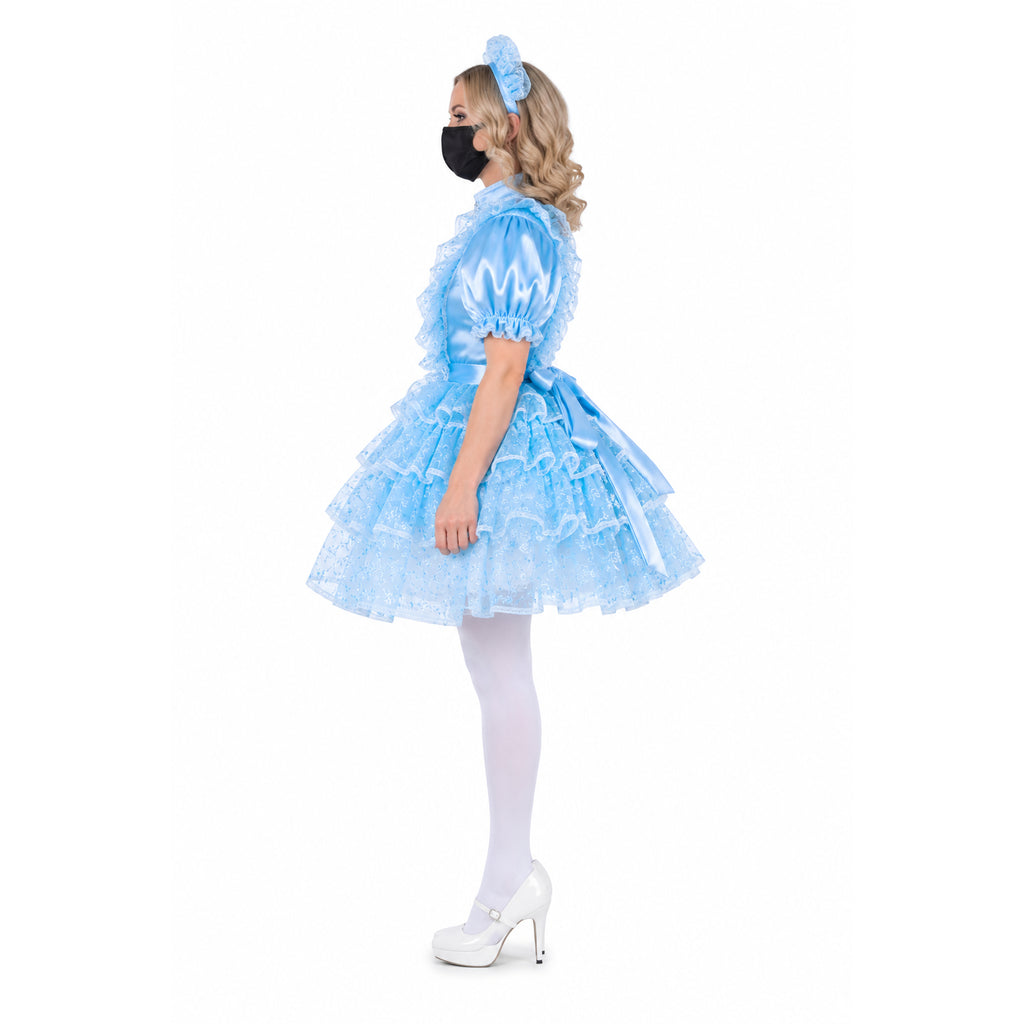 baby blue satin organza dress G2269
