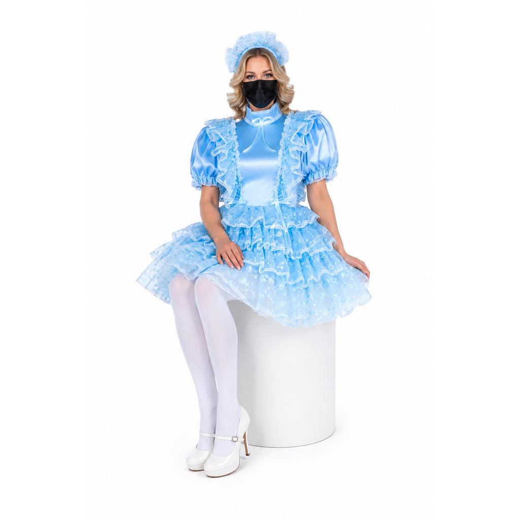 baby blue satin organza dress G2269
