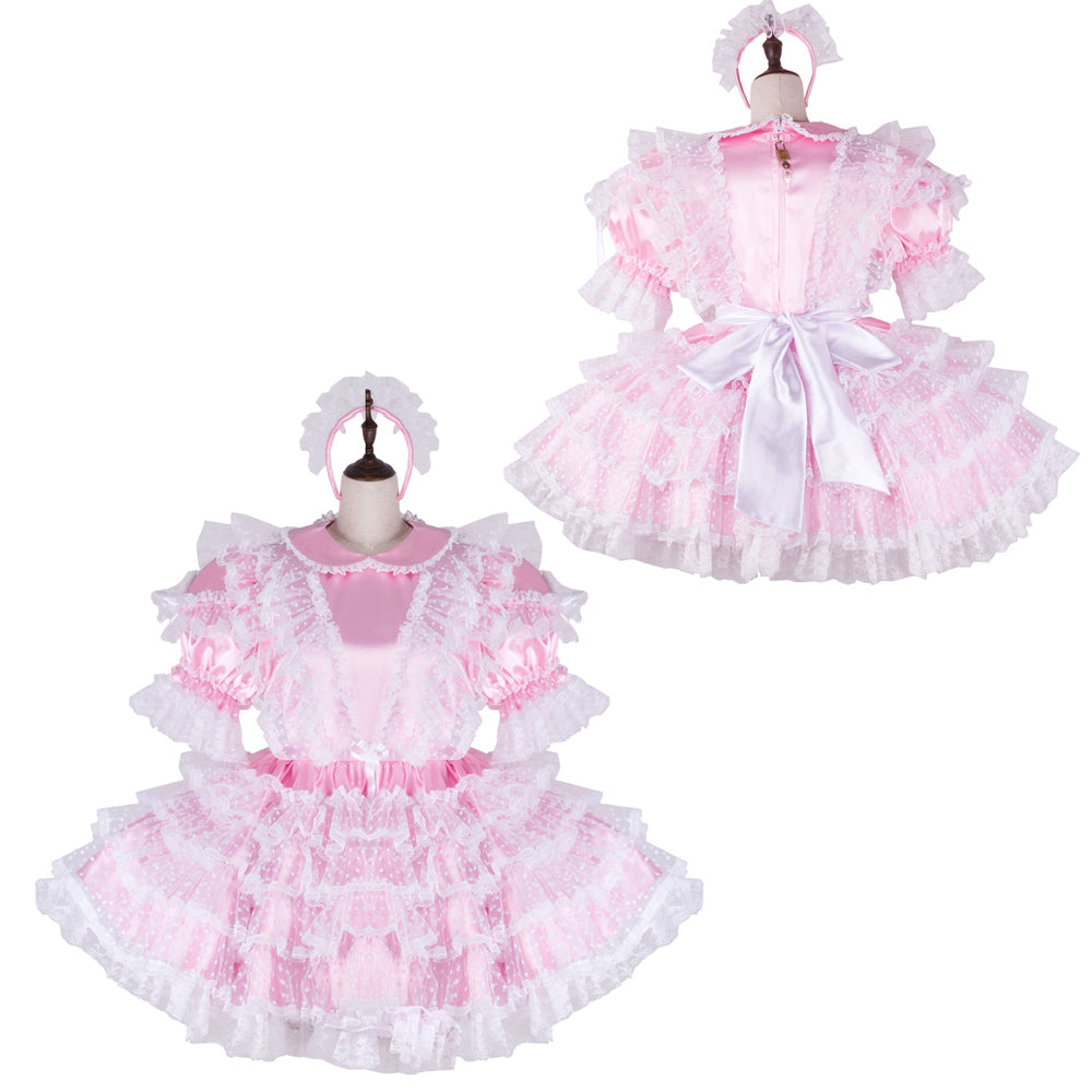 baby pink satin dress G2271