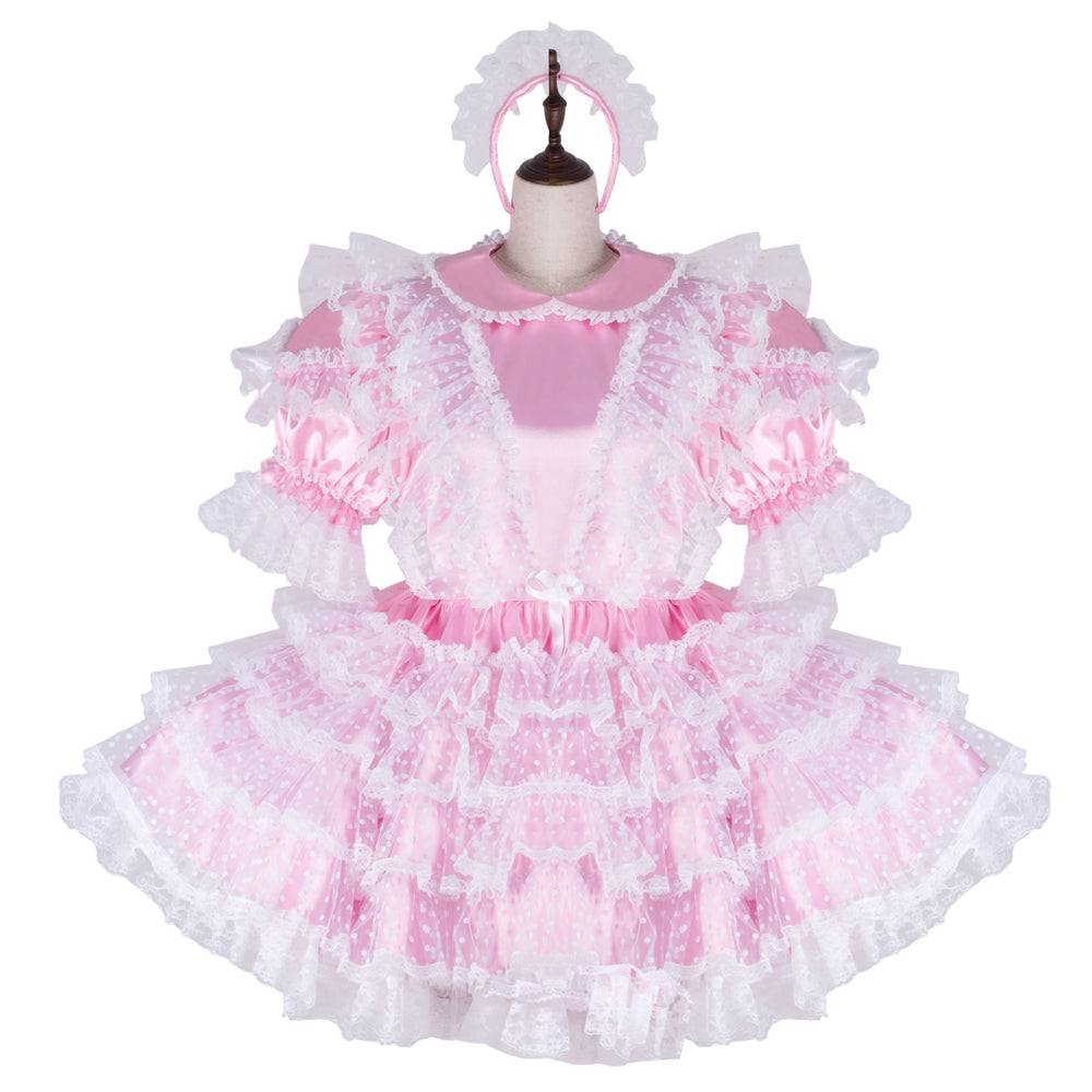baby pink satin dress G2271