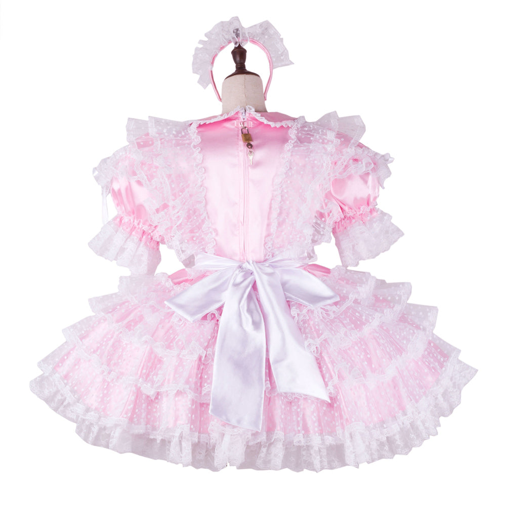baby pink satin dress G2271