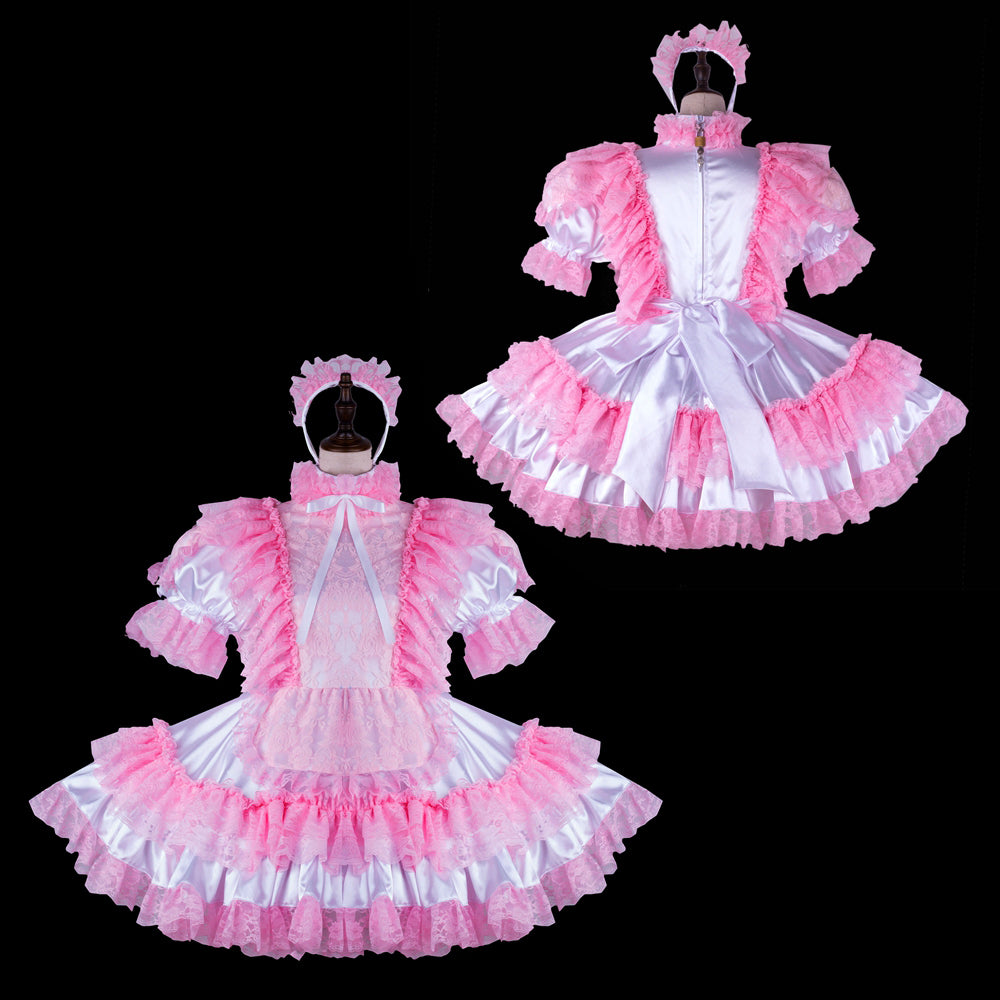 white pink satin dress g2274