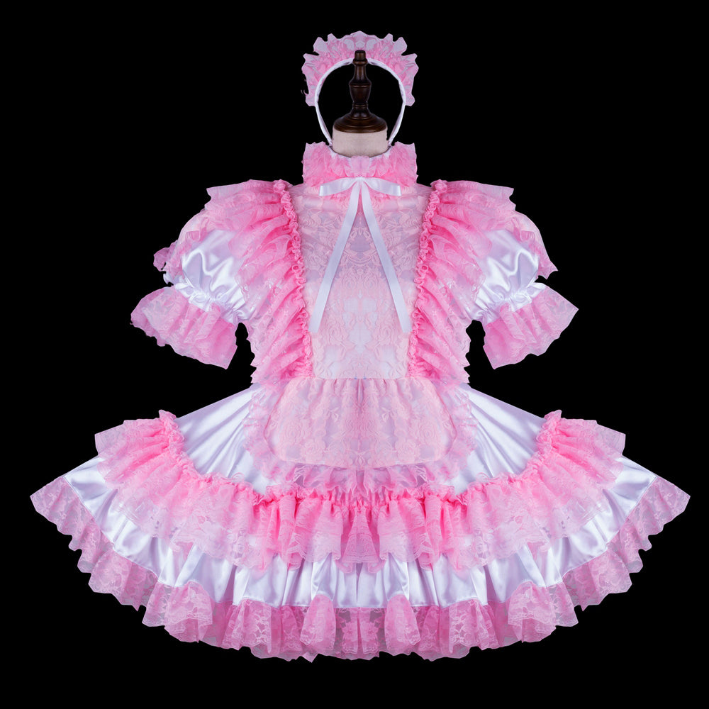 white pink satin dress g2274