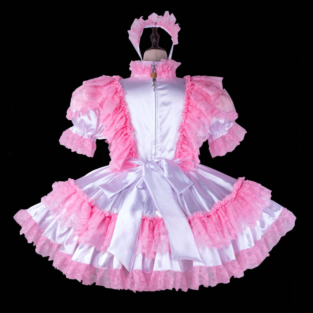 white pink satin dress g2274