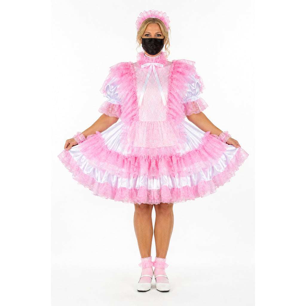 white pink satin dress g2274