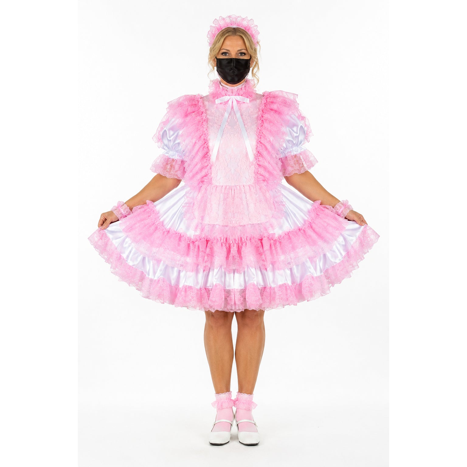 white pink satin dress g2274