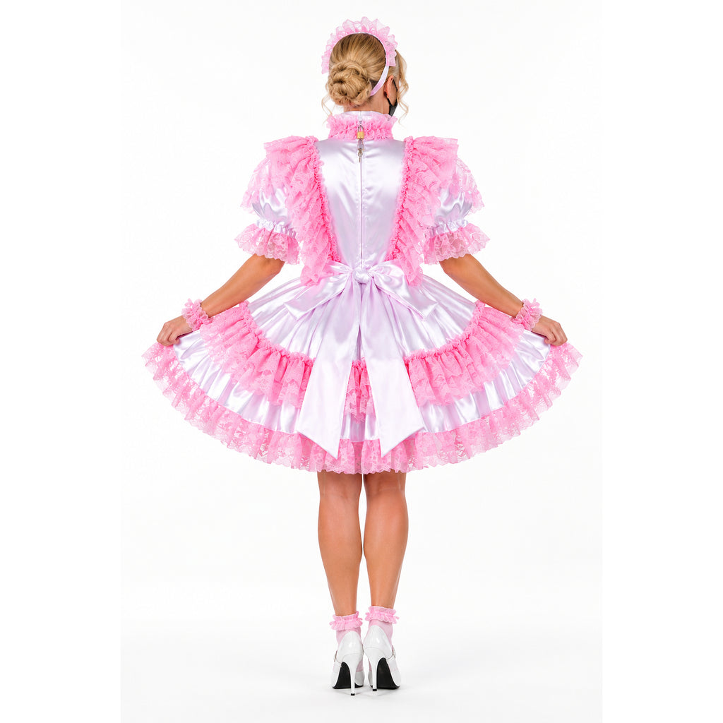white pink satin dress g2274