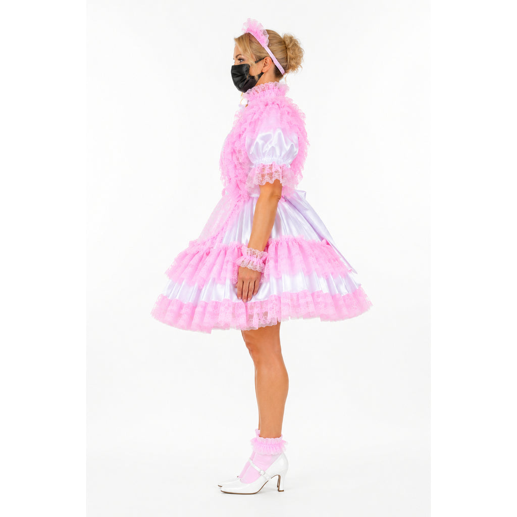 white pink satin dress g2274