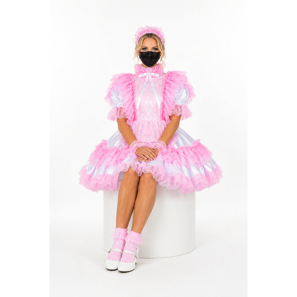 white pink satin dress g2274