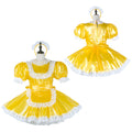 yellow thin pvc dress G2282