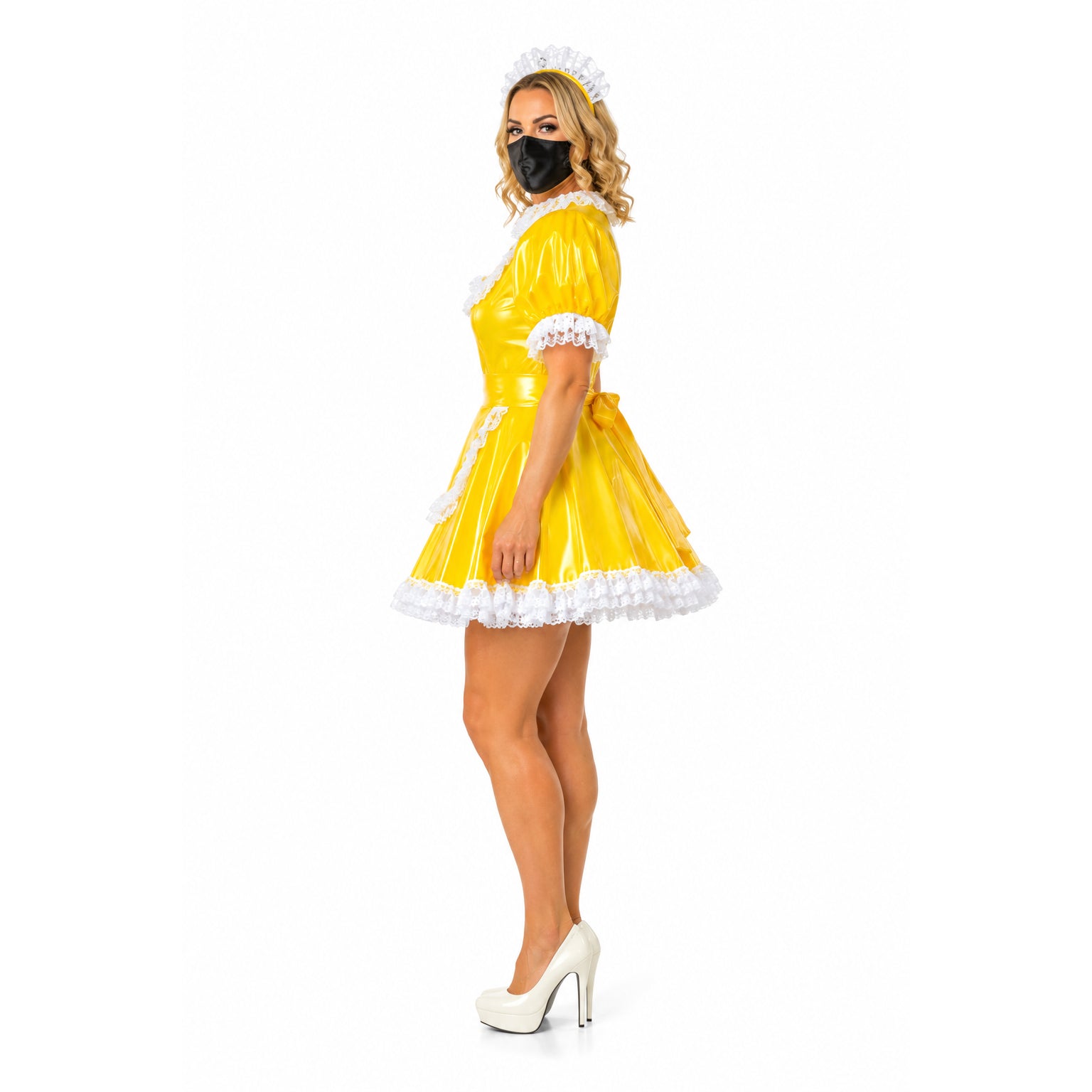yellow thin pvc dress G2282