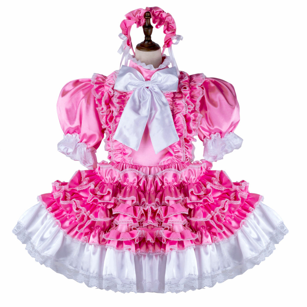 hot pink satin dress G2283