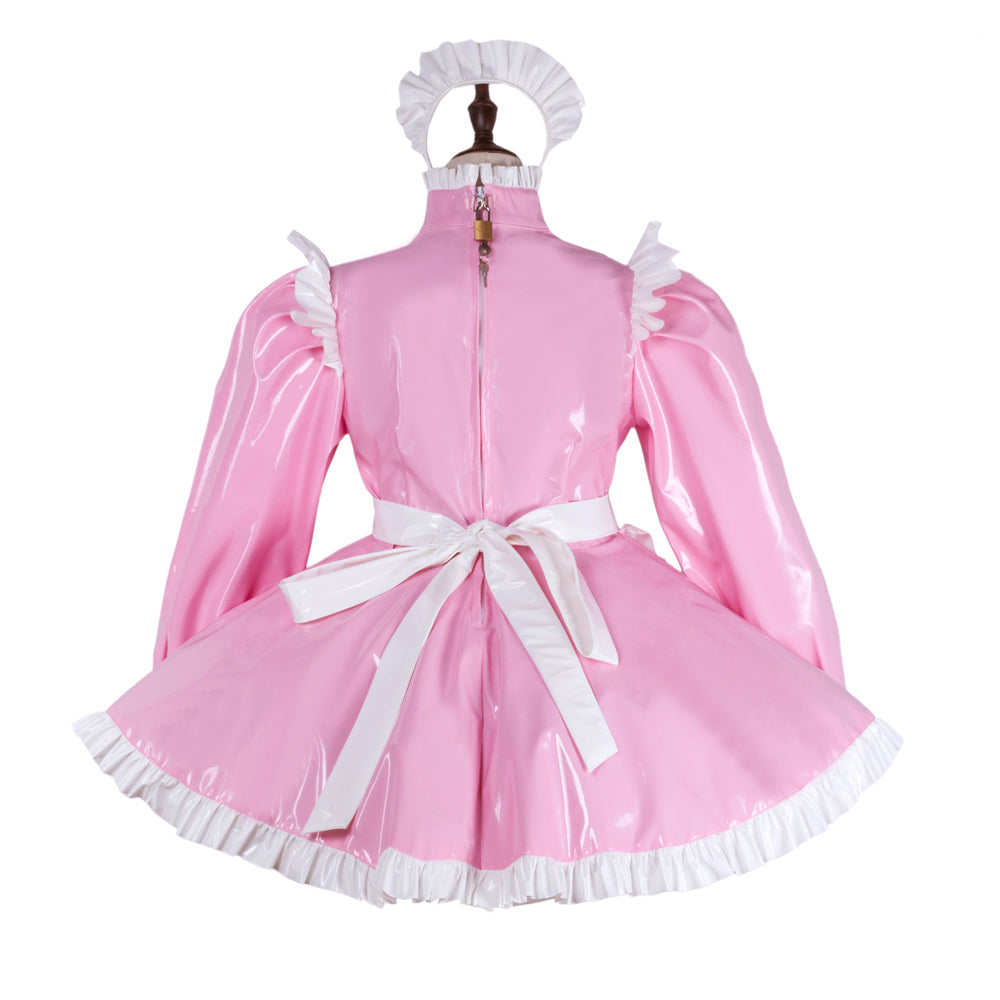 pink thin pvc dress G2284