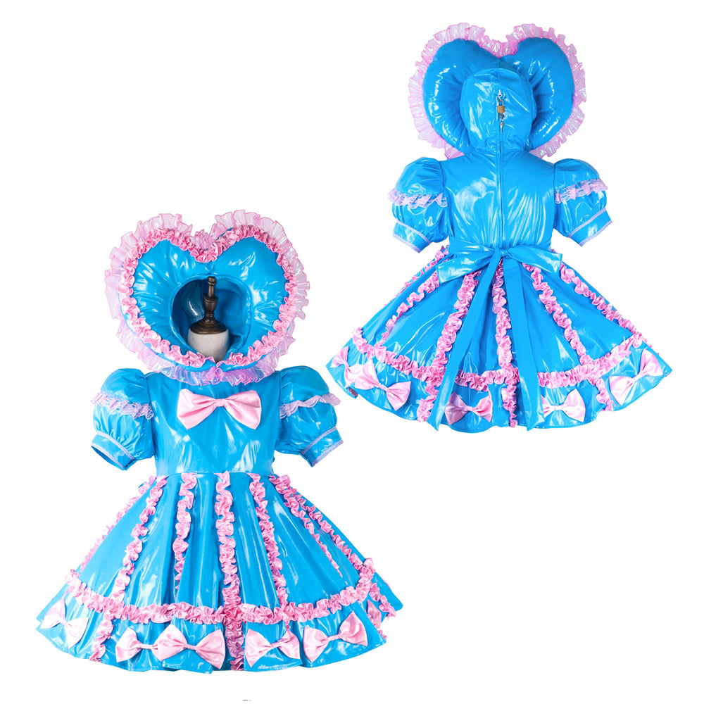 blue thin pvc dress G2285