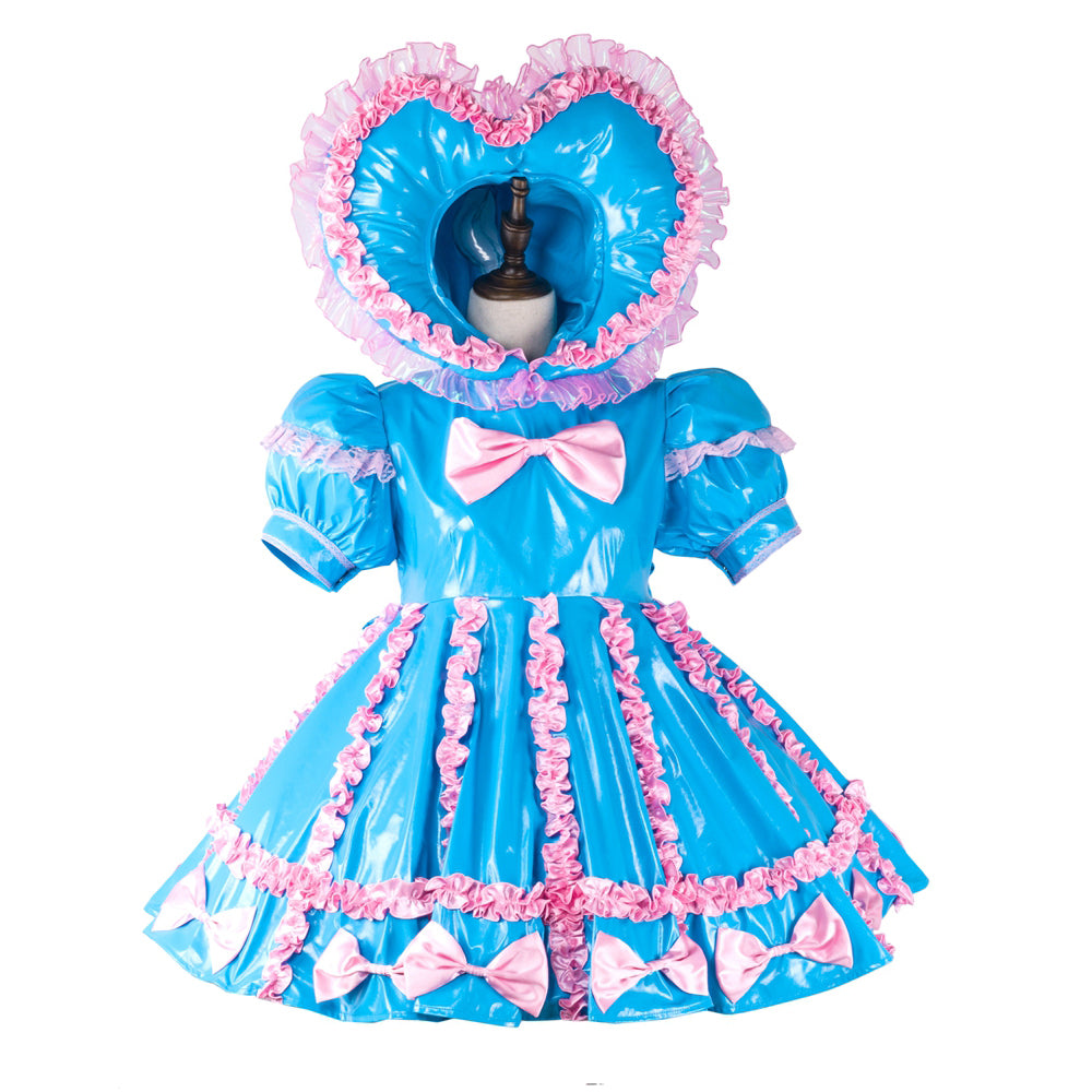 blue thin pvc dress G2285