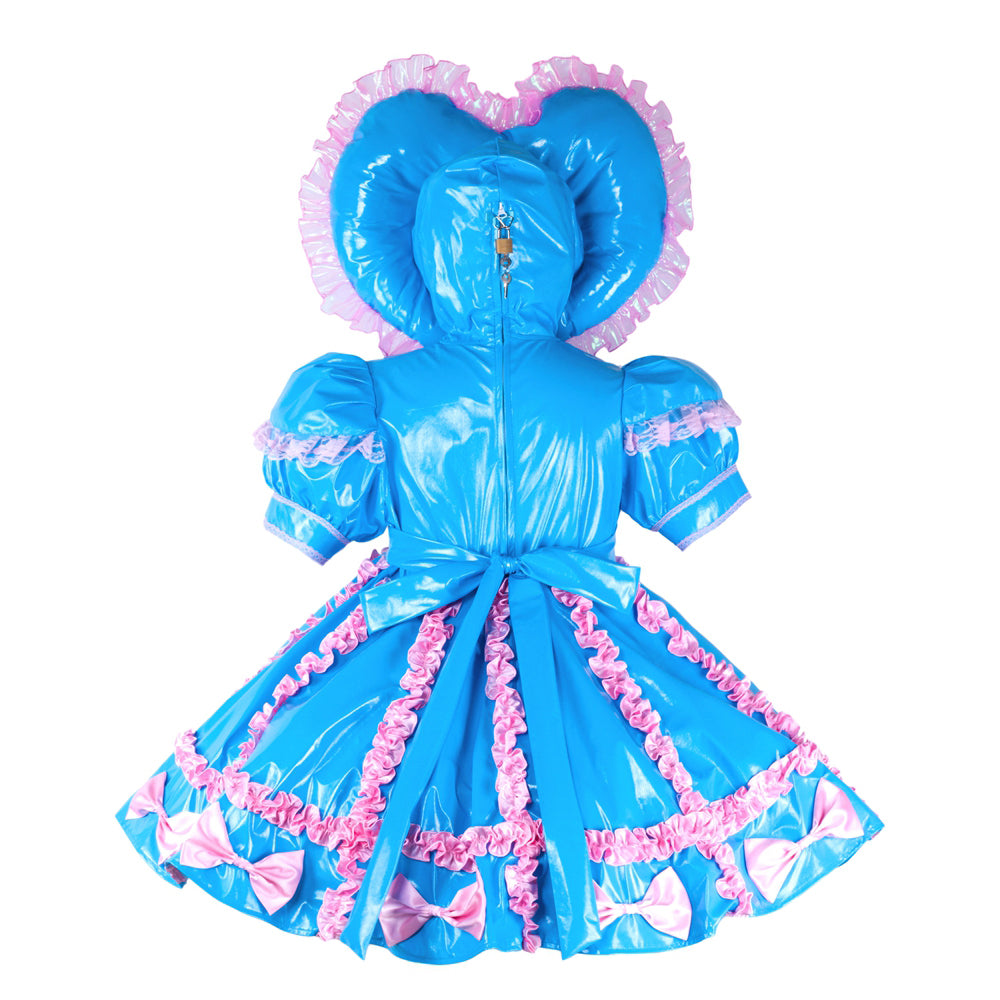 blue thin pvc dress G2285