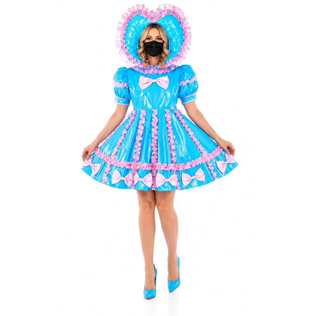 blue thin pvc dress G2285