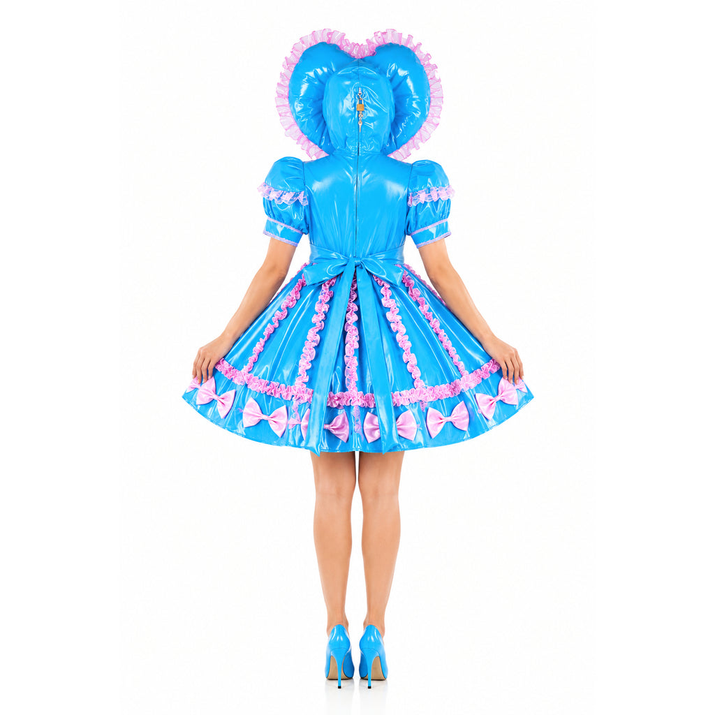 blue thin pvc dress G2285