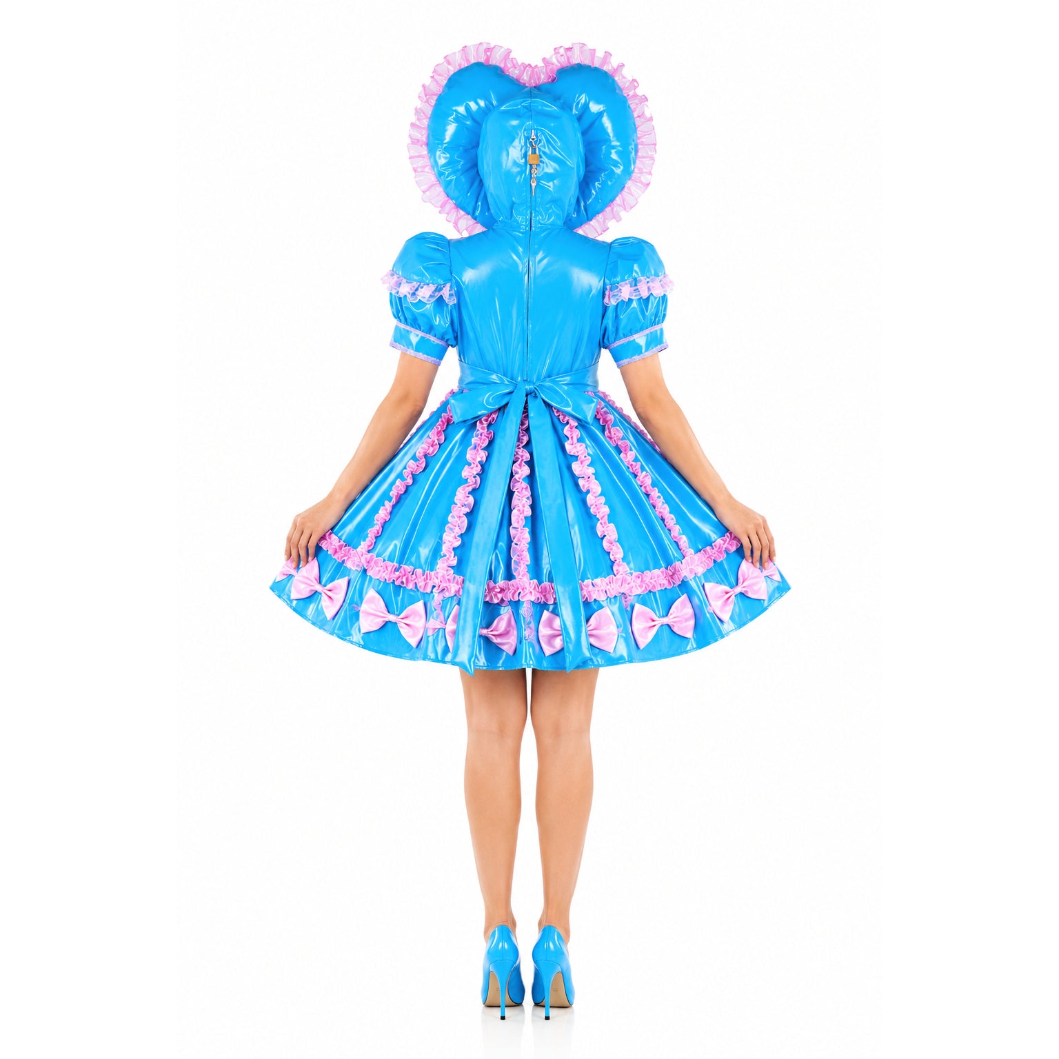 blue thin pvc dress G2285