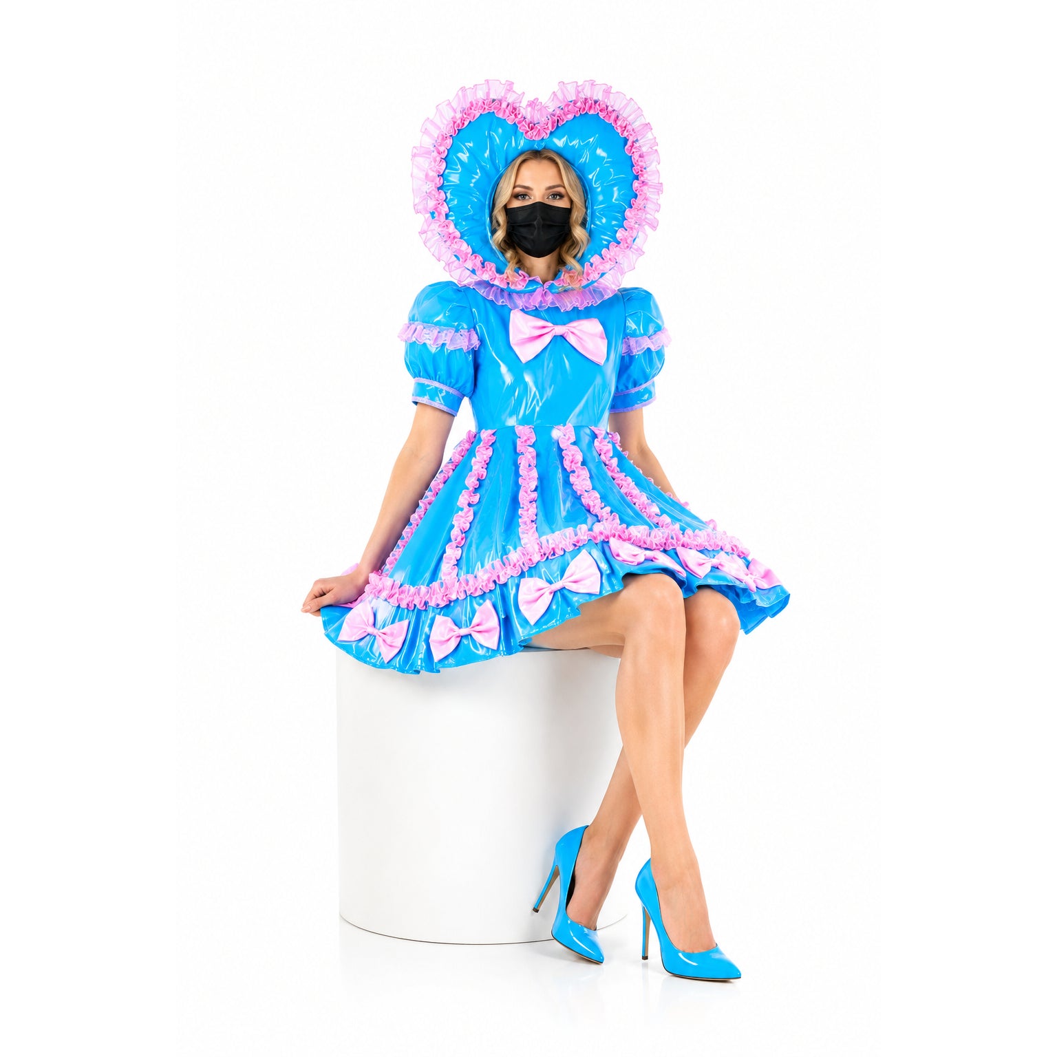 blue thin pvc dress G2285