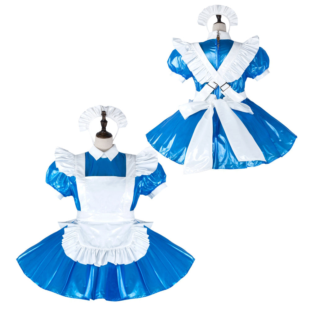 blue thin pvc dress G2286