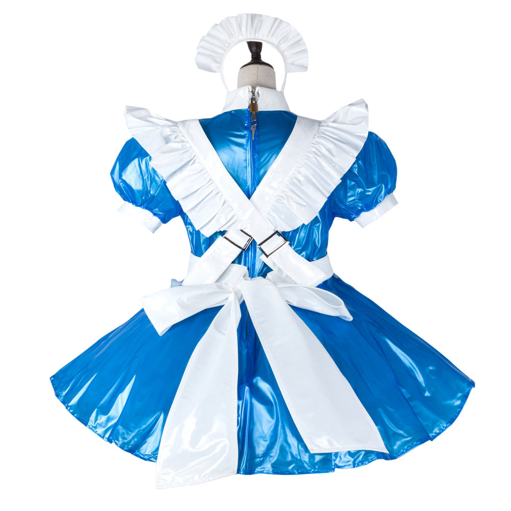 blue thin pvc dress G2286