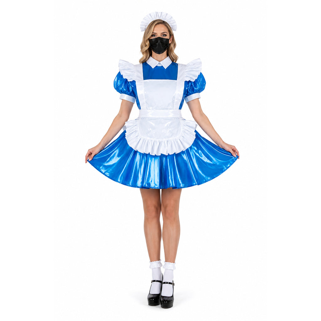 blue thin pvc dress G2286
