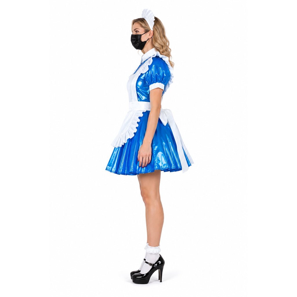 blue thin pvc dress G2286