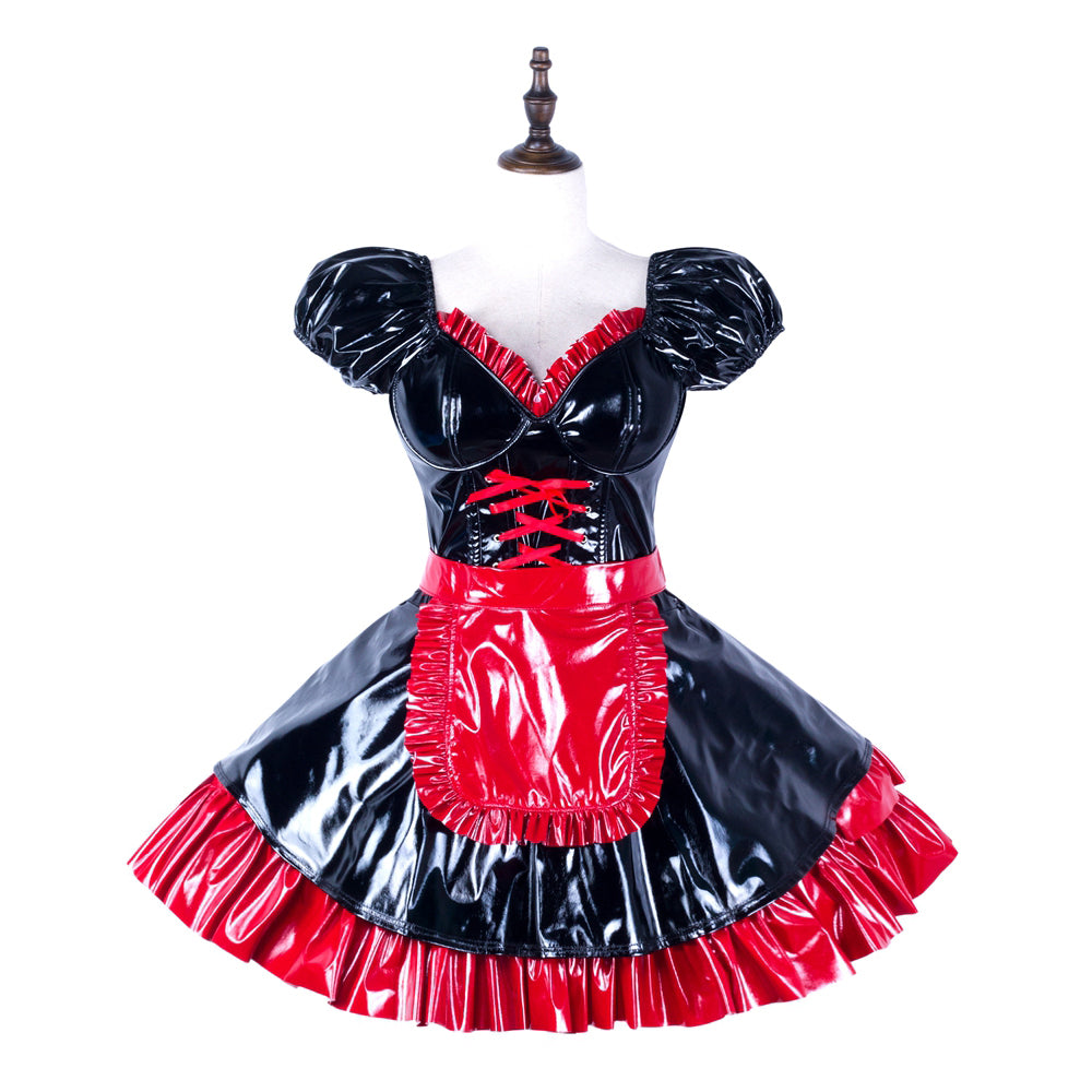 black thin pvc dress G2287