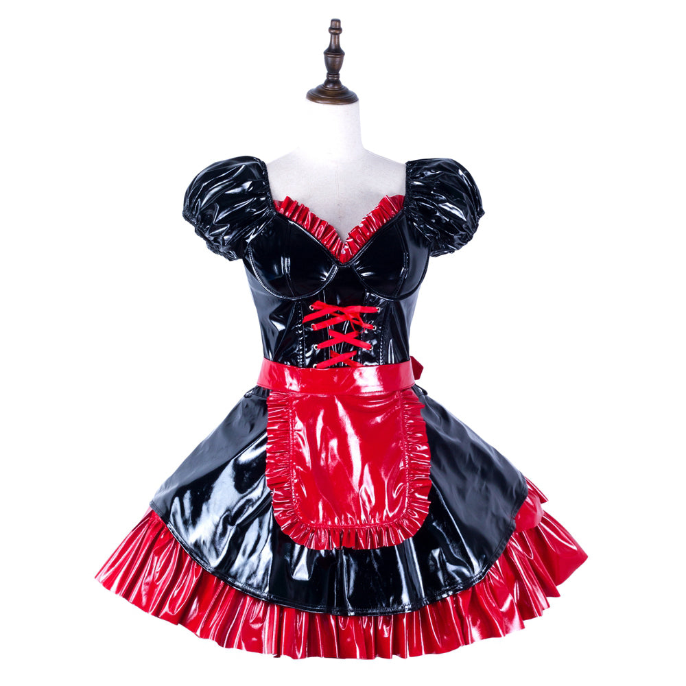 black thin pvc dress G2287