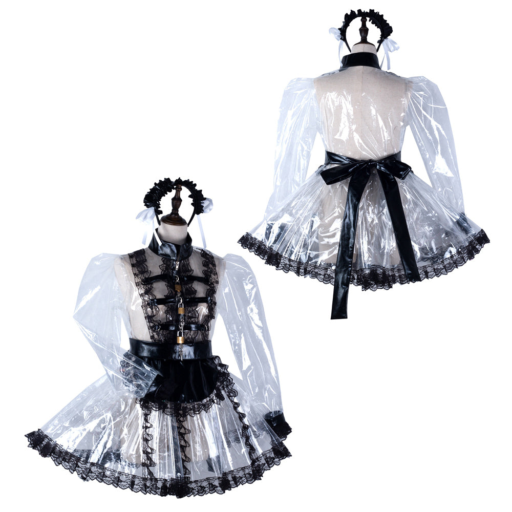 white clear pvc dress G2295