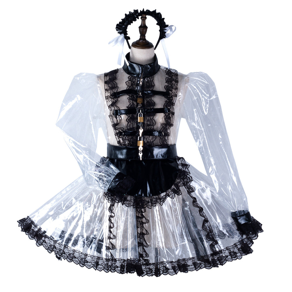 white clear pvc dress G2295