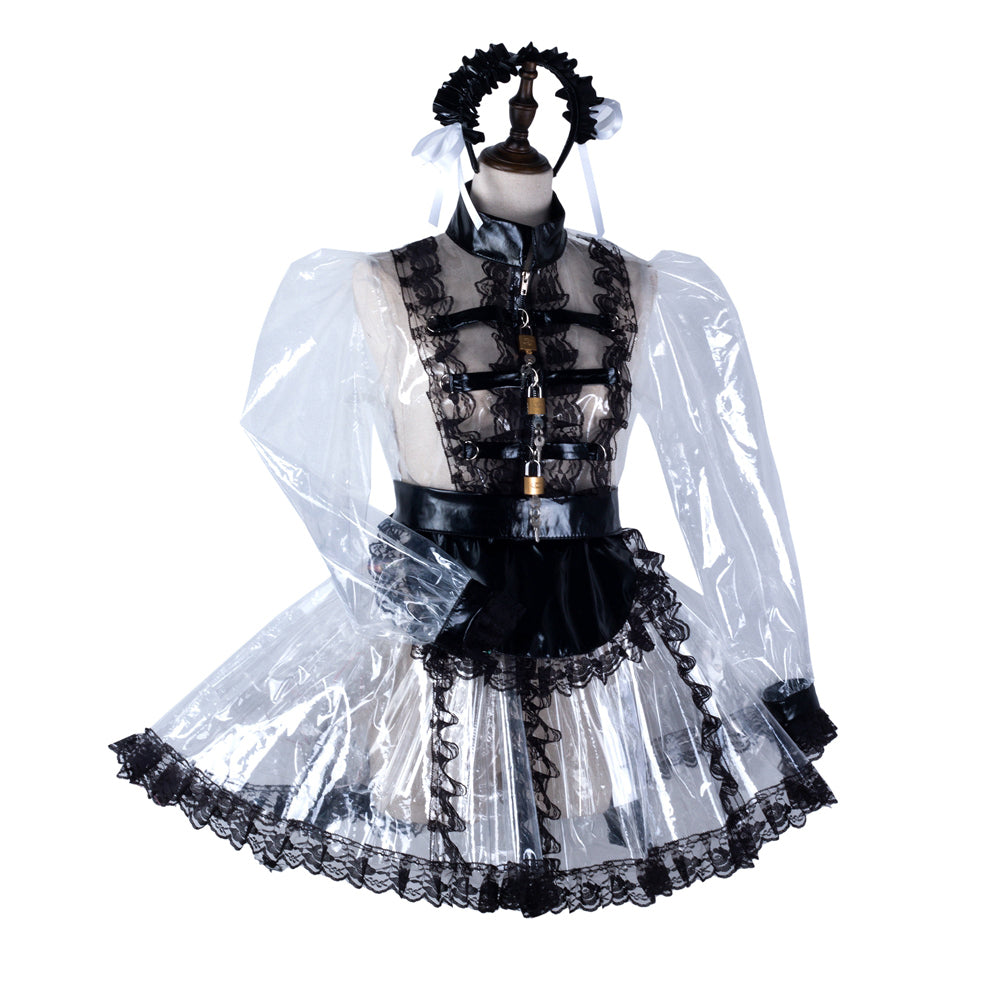 white clear pvc dress G2295