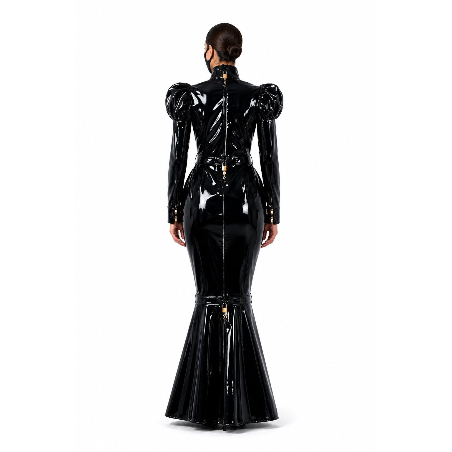 black heavy pvc dress G2299