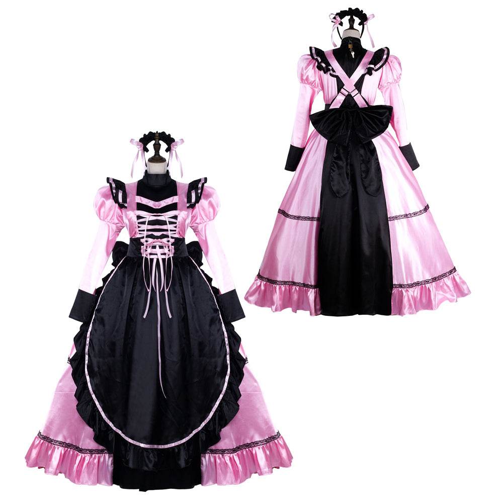 pink satin dress G2300