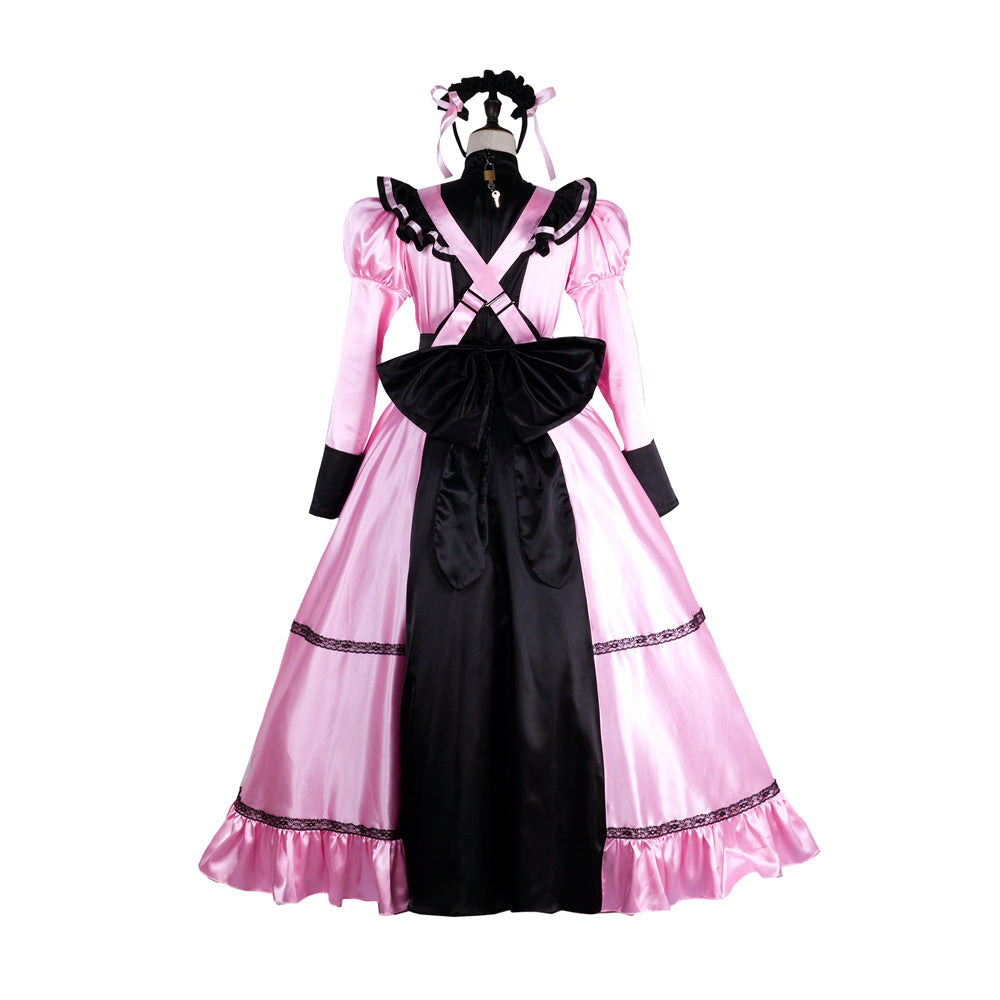 pink satin dress G2300