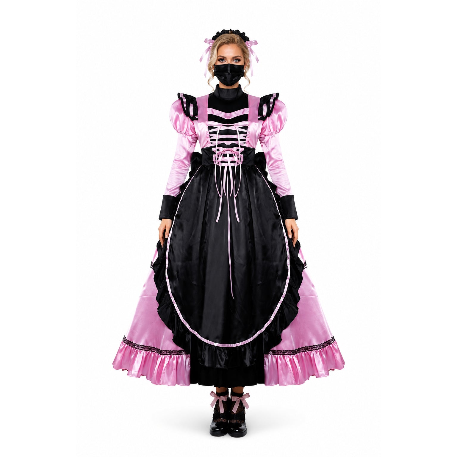 pink satin dress G2300