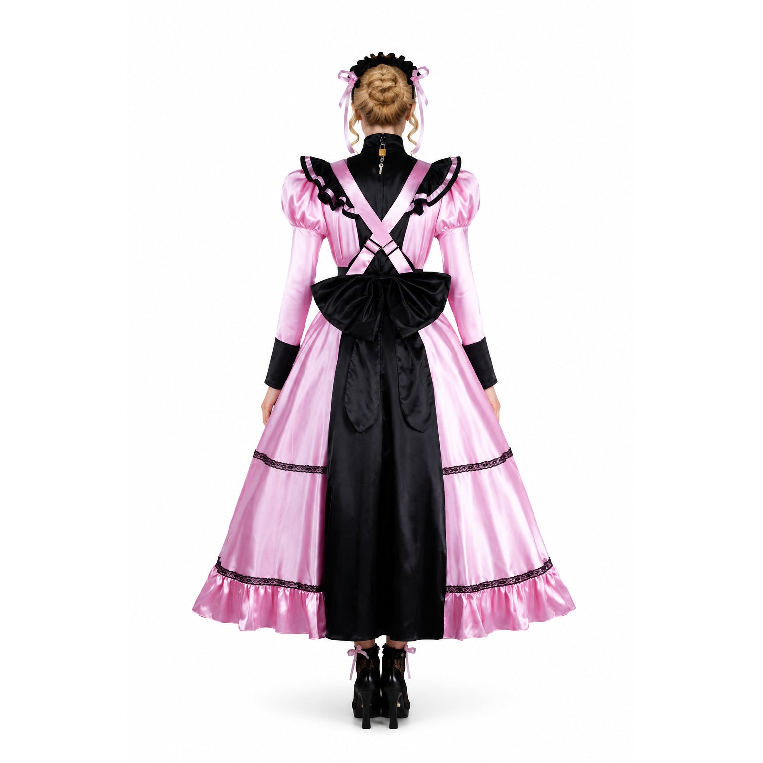 pink satin dress G2300