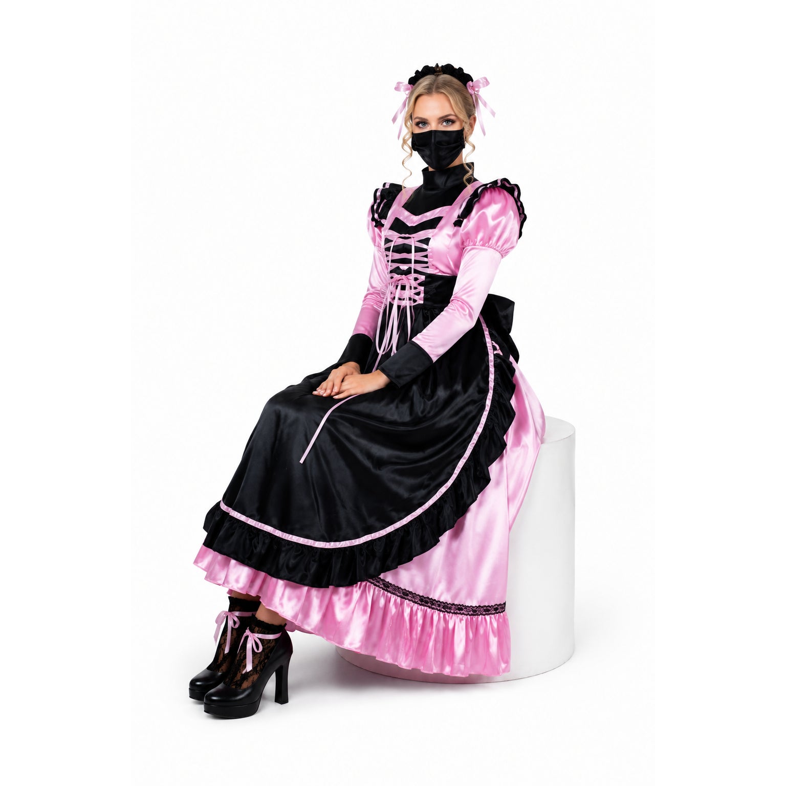 pink satin dress G2300