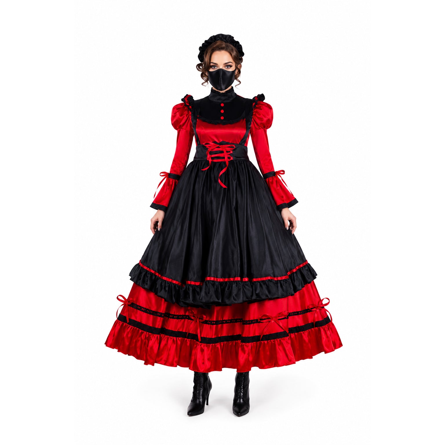 red satin dress G2301