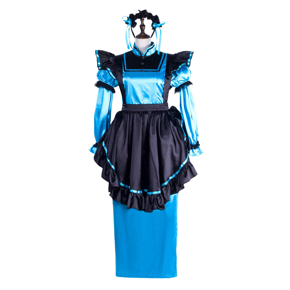 blue satin dress g2303