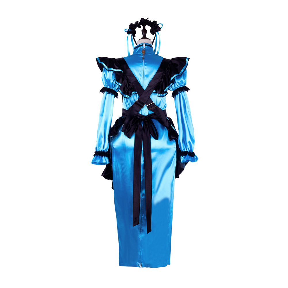 blue satin dress g2303