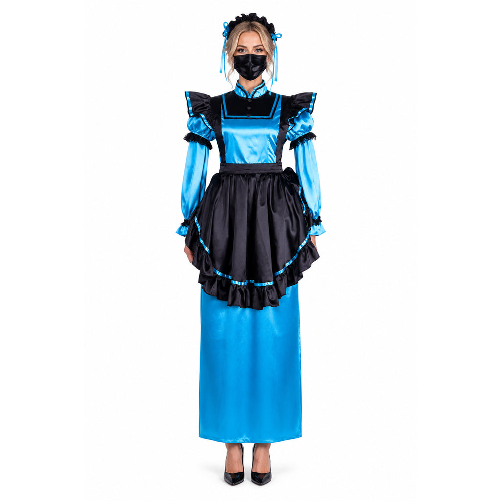 blue satin dress g2303