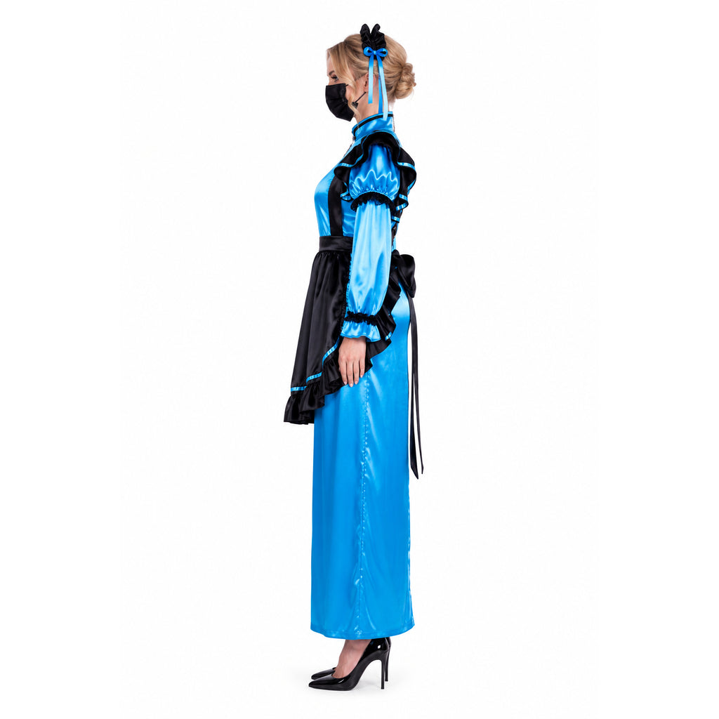 blue satin dress g2303