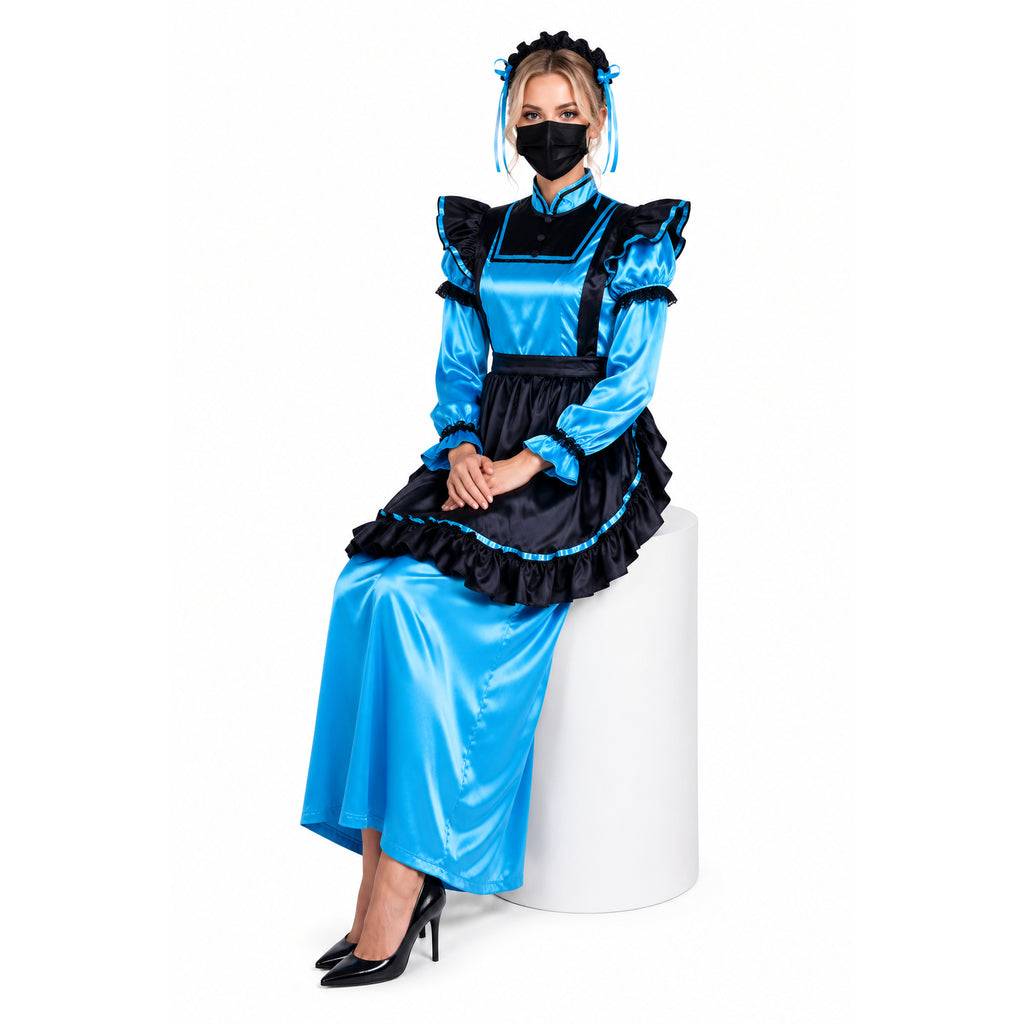 blue satin dress g2303