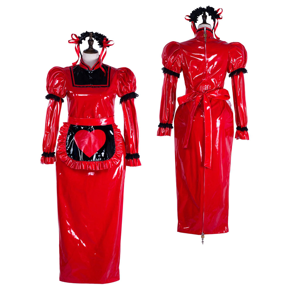 red thin pvc dress G2304