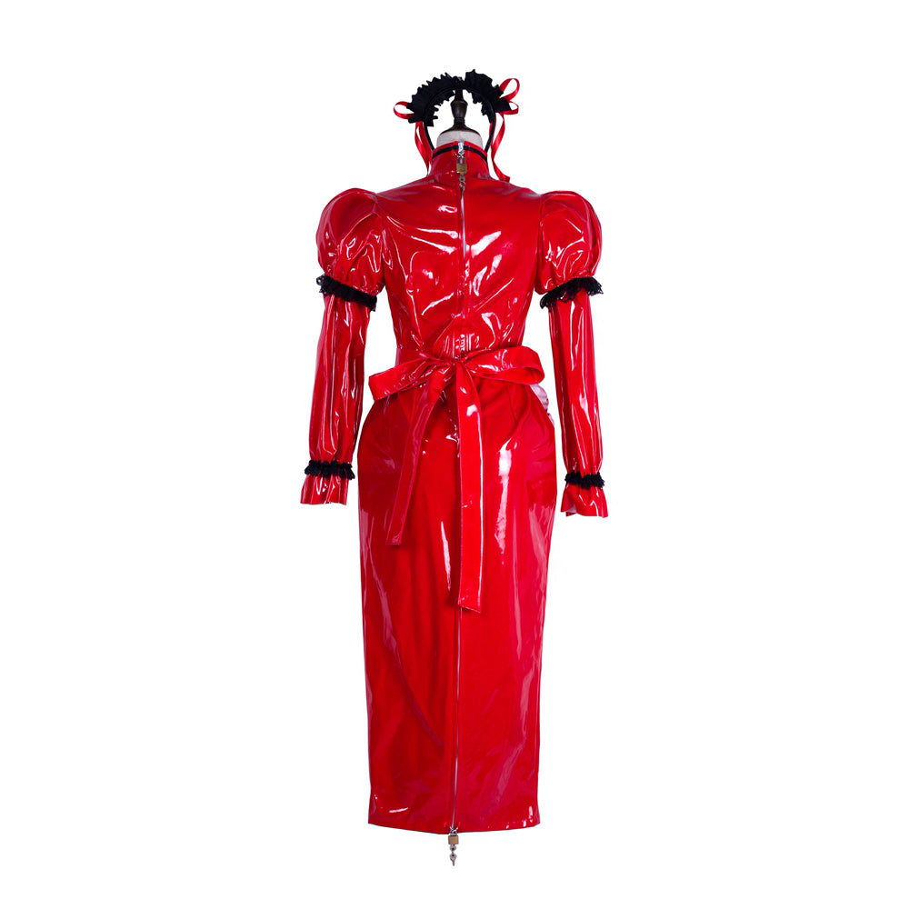 red thin pvc dress G2304