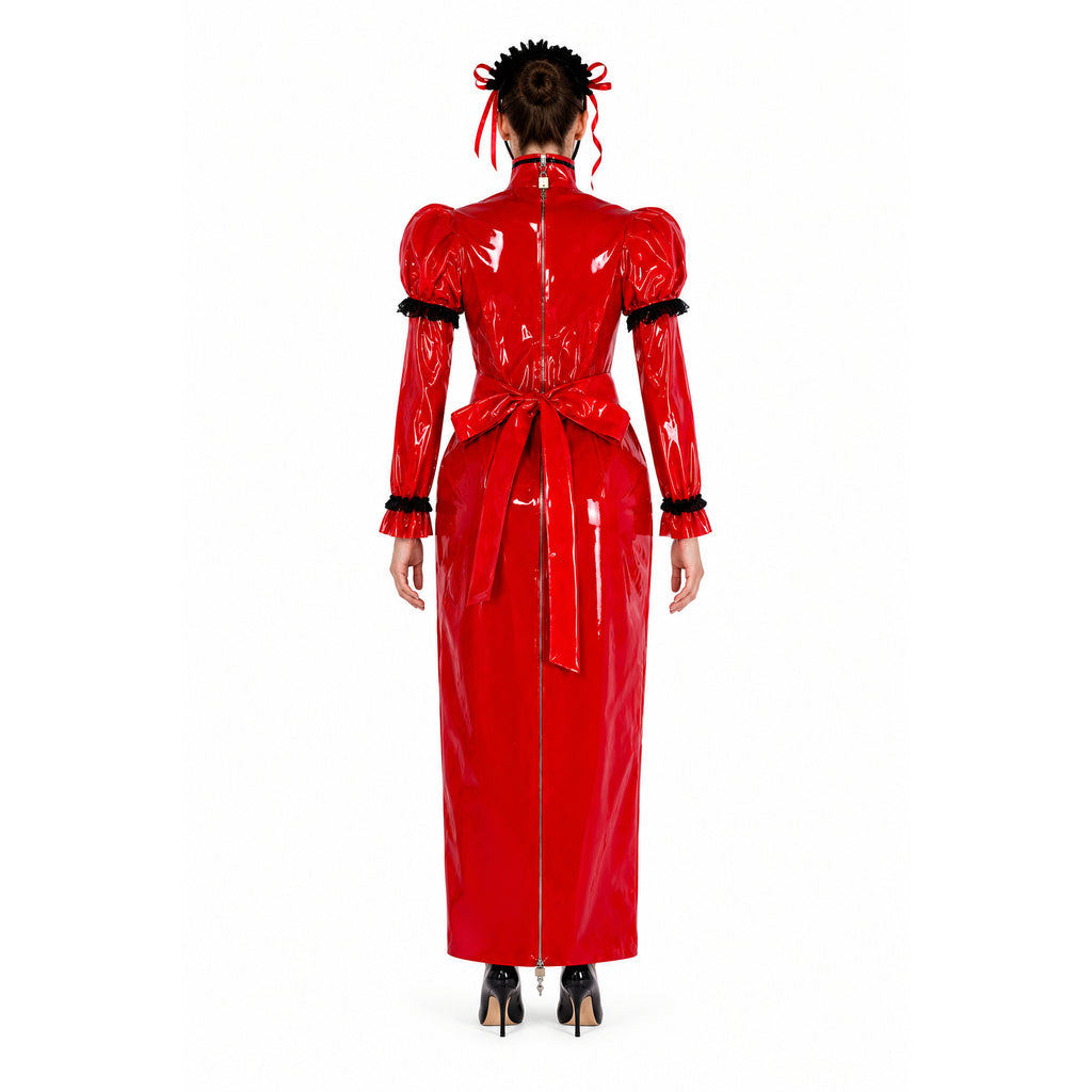 red thin pvc dress G2304