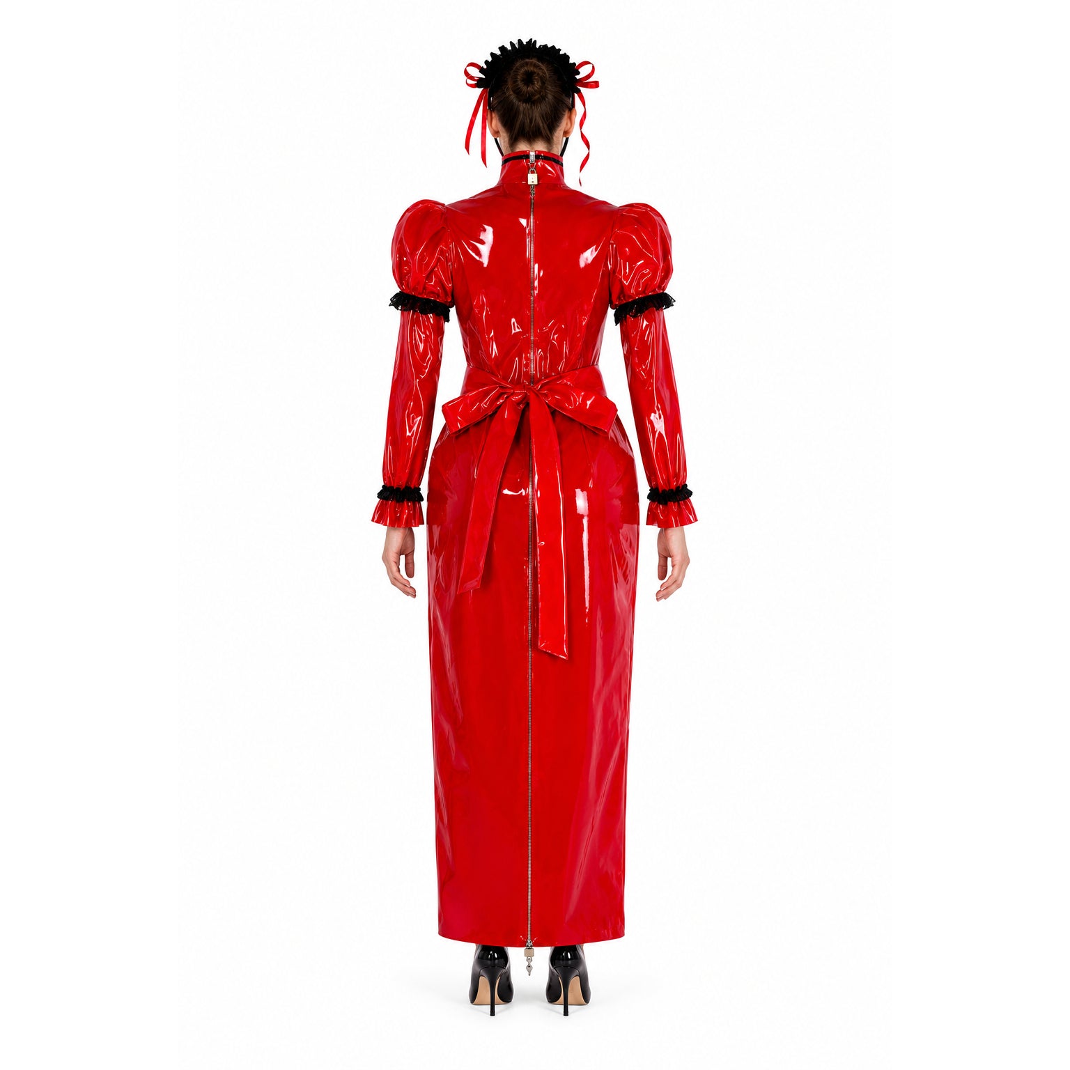 red thin pvc dress G2304