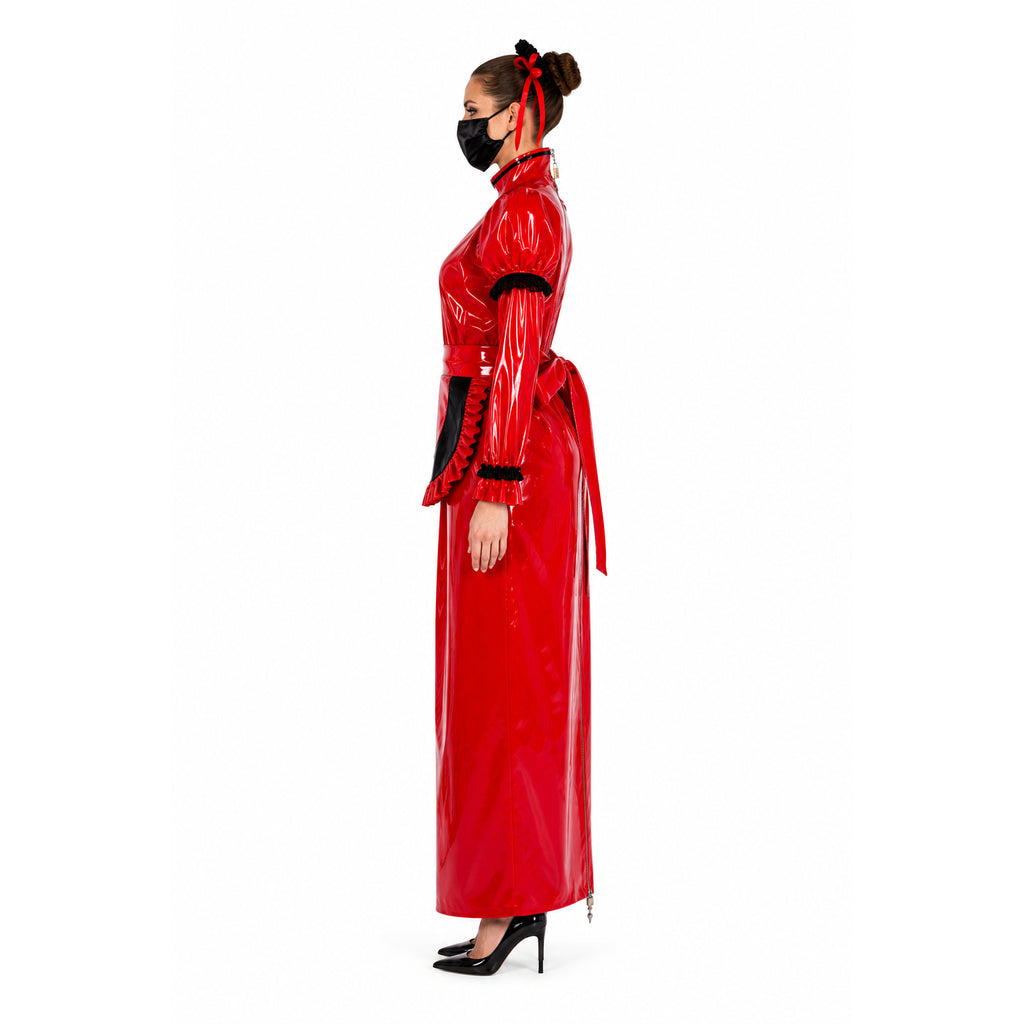 red thin pvc dress G2304